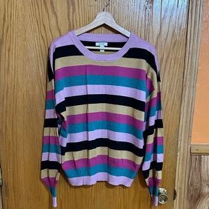 Nine West sz XL glitter sparkle striped‎ fin sweater